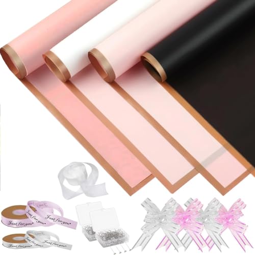 Kznifmk 80 Blatt Blumenverpackungspapier, Blumenpapier, Rosa, Schwarz, mit Bändern, für Muttertag, Hochzeiten, Thanksgiving, und einfach zu verwenden Kznifmk 80 Blatt Blumenverpackungspapier, Blumenpapier, Rosa, Schwarz, mit Bändern, für Muttertag, Hochzeiten, Thanksgiving, und einfach zu verwenden von Kznifmk