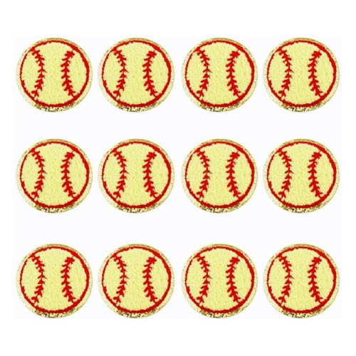 Kznifmk Baseball-Aufnäher, 12 Stück, goldfarbene Borten, Baseball-Applikation aus Acryl, wie abgebildet, für die Reparatur von Kleidung, DIY. Kznifmk Baseball-Aufnäher, 12 Stück, goldfarbene Borten, Baseball-Applikation aus Acryl, wie abgebildet, für die Reparatur von Kleidung, DIY. von Kznifmk