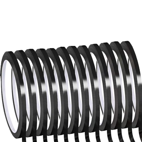 Kznifmk Feine Streifen für Whiteboards, 12 Rollen dünnes Klebeband von 0,6 cm (0,35 cm), für trocken abwischbare Whiteboards (schwarz) von Kznifmk