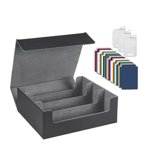 Kznifmk Kartendeck-Etui für Sammelkarten 1800+, Kartenaufbewahrungsbox, Aufbewahrungsbox mit Magnetverschluss, Spielkartenbox Schwarz+ von Kznifmk
