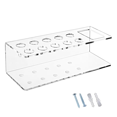 Kznifmk Markerhalter, trocken abwischbar, aus transparentem Acryl, mit Schlitzen und Radiergummi-Halter, Stifthalter Kznifmk Markerhalter, trocken abwischbar, aus transparentem Acryl, mit Schlitzen und Radiergummi-Halter, Stifthalter von Kznifmk
