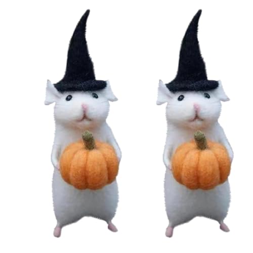 Kznifmk Maus-Dekorationen aus Filz, niedliche Mausfiguren aus Filz, für Halloween-Dekorationen, handgefertigte Nadelfilz-Dekorationen von Kznifmk