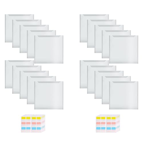 Kznifmk Organizer zur Aufbewahrung von Scrapbooking-Papier mit 120 klebrigen Indexreitern, Aufbewahrungstasche für Papier aus Kunststoff, 20 Pakete zum Aufbewahren von Papierdateien von Kznifmk