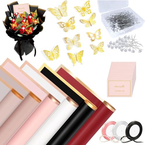 Kznifmk Packpapier für Blumen, wasserdicht, für Blumenstrauß, geeignet für Muttertag, Hochzeit, Babyparty, Abschlussfeier, 60 Blatt von Kznifmk