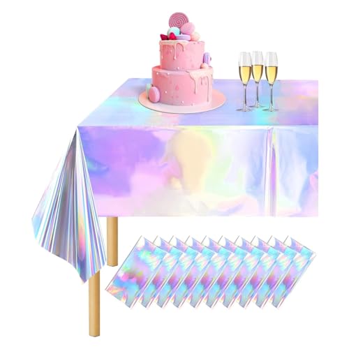 Kznifmk Packung mit 10 bunten Tischdecken, holografisch, rechteckig, Disco, 54 x 108 Zoll Kznifmk Packung mit 10 bunten Tischdecken, holografisch, rechteckig, Disco, 54 x 108 Zoll von Kznifmk