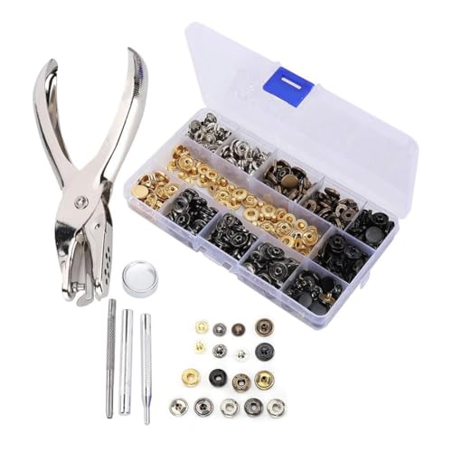 Kznifmk Set mit 120 Druckknöpfen aus Leder, Werkzeug zur Installation von Druckknöpfen aus Metall in 6 Farben Kznifmk Set mit 120 Druckknöpfen aus Leder, Werkzeug zur Installation von Druckknöpfen aus Metall in 6 Farben von Kznifmk