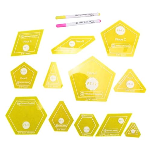 Kznifmk Set mit 14 Quiltvorlagen aus Papier, Patchwork/Englisch, Handarbeitsmodell, Quiltvorlage aus Diamant-Dreieck, Patchwork-Werkzeug Kznifmk Set mit 14 Quiltvorlagen aus Papier, Patchwork/Englisch, Handarbeitsmodell, Quiltvorlage aus Diamant-Dreieck, Patchwork-Werkzeug von Kznifmk