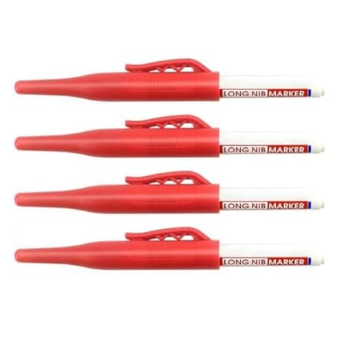 Kznifmk Tieflochmarker mit langem Kopf, Metallmarker für Stahl, wasserdichte Konstruktionsmarker, Marker mit langem Auslauf, Rot von Kznifmk