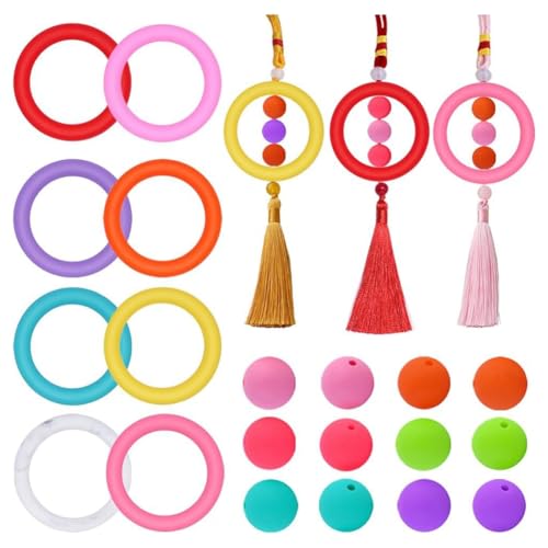 Kznifmk Zubehör zur Herstellung von Halskettenring aus Silikon, Perlen wie abgebildet, Schlüsselanhänger, Stift, Zubehör zur Herstellung von Armbändern. Kznifmk Zubehör zur Herstellung von Halskettenring aus Silikon, Perlen wie abgebildet, Schlüsselanhänger, Stift, Zubehör zur Herstellung von Armbändern. von Kznifmk