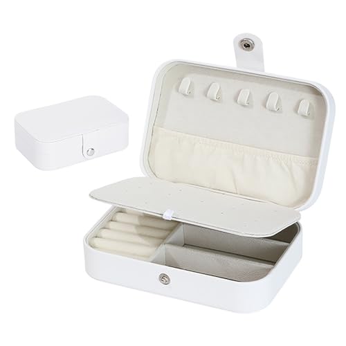 Kzouenzu Schmuckkästchen, Schmuckkästchen Reise, Schmuckschatulle Für Mädchen, Für Ohrringe, Halsketten, Ringe, Hochzeit Geschenk [Weiß] von Kzouenzu