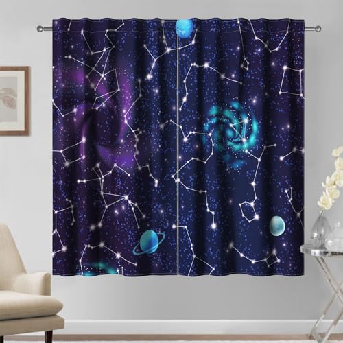 Kzzfqxb 107×160cm Galaxy Gardinen, Blau Lila Nacht Sternenhimmel Planeten Nebel Astrologie Astronomie gardinen 2 Paneele für Jungen Mädchen, Schlafzimmer Wohnzimmer Fenstervorhänge Kzzfqxb 107×160cm Galaxy Gardinen, Blau Lila Nacht Sternenhimmel Planeten Nebel Astrologie Astronomie gardinen 2 Paneele für Jungen Mädchen, Schlafzimmer Wohnzimmer Fenstervorhänge von Kzzfqxb