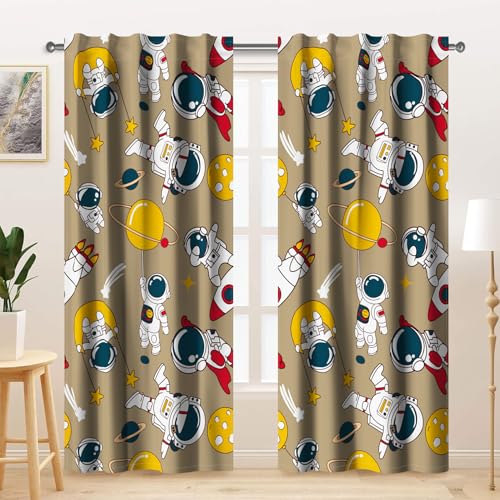 Kzzfqxb 107x160cm Kindervorhänge 2 Paneele, Braune Raumfahrer die das Universum Erkunden Vorhänge, Süßes Karikatur Dekor für Kinder Jungen Teenager Schlafzimmer Kinderzimmer Wohnzimmer Kzzfqxb 107x160cm Kindervorhänge 2 Paneele, Braune Raumfahrer die das Universum Erkunden Vorhänge, Süßes Karikatur Dekor für Kinder Jungen Teenager Schlafzimmer Kinderzimmer Wohnzimmer von Kzzfqxb