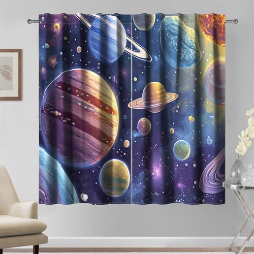 Kzzfqxb 107×160cm Planet Gardinen, Sonnensystem Planeten Asteroid Galaxie Sterne Cartoon Malerei Drape Gardinen Set von 2 Panels für Kinder Jungen, Schlafzimmer Wohnzimmer Fenster Gardinen Kzzfqxb 107×160cm Planet Gardinen, Sonnensystem Planeten Asteroid Galaxie Sterne Cartoon Malerei Drape Gardinen Set von 2 Panels für Kinder Jungen, Schlafzimmer Wohnzimmer Fenster Gardinen von Kzzfqxb