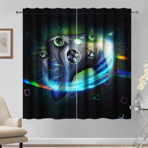 Kzzfqxb 107x215cm Gamepad Vorhänge 2 Paneele, Schwarzes E-Sports Spiel Regler in Leuchtende Kreise, Dunkle Farbe Dekoration für Kinder Jungen Teenager Schlafzimmer Wohnzimmer Kzzfqxb 107x215cm Gamepad Vorhänge 2 Paneele, Schwarzes E-Sports Spiel Regler in Leuchtende Kreise, Dunkle Farbe Dekoration für Kinder Jungen Teenager Schlafzimmer Wohnzimmer von Kzzfqxb