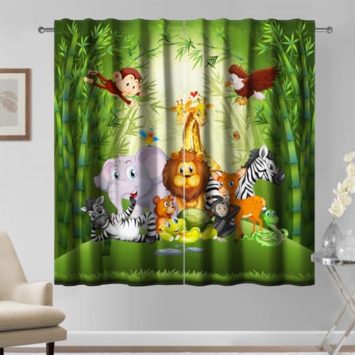 Kzzfqxb 107x215cm Kindervorhänge 2 Paneele, Grüne Bambus Tiere Elefant Löwe AFFE Zoo Vorhänge, Süßes Karikatur Dekor für Kinder Jungen Mädchen Schlafzimmer Kinderzimmer Wohnzimmer Kzzfqxb 107x215cm Kindervorhänge 2 Paneele, Grüne Bambus Tiere Elefant Löwe AFFE Zoo Vorhänge, Süßes Karikatur Dekor für Kinder Jungen Mädchen Schlafzimmer Kinderzimmer Wohnzimmer von Kzzfqxb