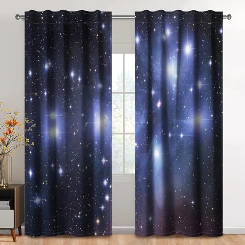 Kzzfqxb 107x215cm Vorhänge mit Stangentasche 2 Paneele, Universum Dunkelblau Lila Galaxie Leuchtenden Sternenhimmel Lichtfilterung Fenstervorhänge, Mystisch Dekor für Schlafzimmer und Wohnzimmer Kzzfqxb 107x215cm Vorhänge mit Stangentasche 2 Paneele, Universum Dunkelblau Lila Galaxie Leuchtenden Sternenhimmel Lichtfilterung Fenstervorhänge, Mystisch Dekor für Schlafzimmer und Wohnzimmer von Kzzfqxb