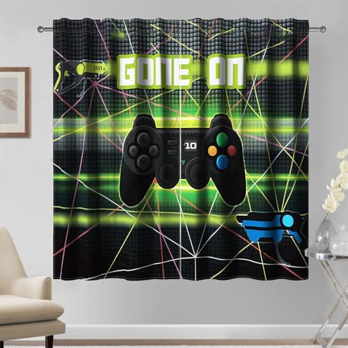 Kzzfqxb 117×138cm Gamepad Gardinen 2 Paneele, Game Esports Schwarz Grün Bedienungshandgriffe Schießspiel Bedruckte Drape Gardinen für Jungen Teenager, Wohnzimmer Schlafzimmer Fenster Gardinen Kzzfqxb 117×138cm Gamepad Gardinen 2 Paneele, Game Esports Schwarz Grün Bedienungshandgriffe Schießspiel Bedruckte Drape Gardinen für Jungen Teenager, Wohnzimmer Schlafzimmer Fenster Gardinen von Kzzfqxb