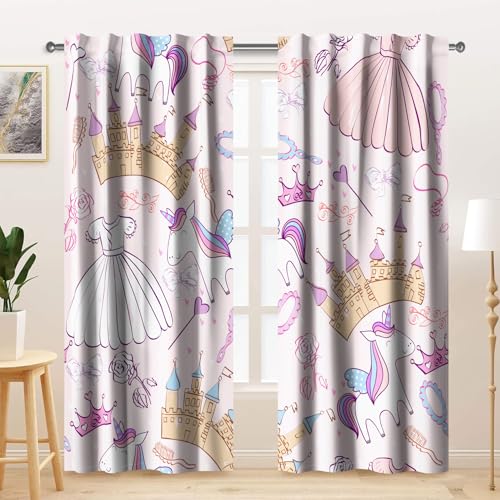 Kzzfqxb 117x138cm Kinder vorhänge 2 Paneele, rosa Schloss Kleider Kronen Blumen Schleife Cartoon Bedruckte für Kinder Mädchen Schlafzimmer Kinderzimmer Fensterdekoration Kzzfqxb 117x138cm Kinder vorhänge 2 Paneele, rosa Schloss Kleider Kronen Blumen Schleife Cartoon Bedruckte für Kinder Mädchen Schlafzimmer Kinderzimmer Fensterdekoration von Kzzfqxb