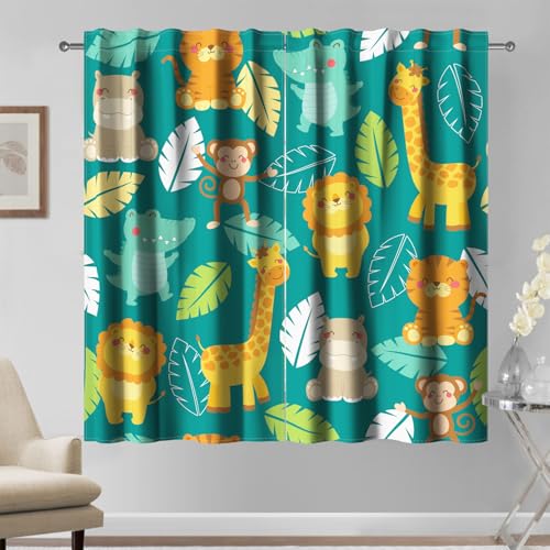 Kzzfqxb 117x138cm Kindervorhänge 2 Paneele, grüne Waldtiere, Tiger Löwen Nilpferde Giraffen Krokodile Cartoon Gemälde Bedruckte Verdunkelungsvorhänge für Kinder, Jungen, Mädchen, Babyschlafzimmer Kzzfqxb 117x138cm Kindervorhänge 2 Paneele, grüne Waldtiere, Tiger Löwen Nilpferde Giraffen Krokodile Cartoon Gemälde Bedruckte Verdunkelungsvorhänge für Kinder, Jungen, Mädchen, Babyschlafzimmer von Kzzfqxb