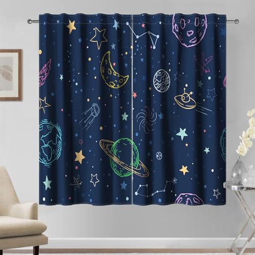 Kzzfqxb 117x138cm Nachthimmel Vorhänge 2 Paneele, dunkelblaues Universum Mond Sterne Weltraum Galaxie Sternbild UFO, Fantasy Dekor für Kinder, Jungen, Teenager, Schlafzimmer Kzzfqxb 117x138cm Nachthimmel Vorhänge 2 Paneele, dunkelblaues Universum Mond Sterne Weltraum Galaxie Sternbild UFO, Fantasy Dekor für Kinder, Jungen, Teenager, Schlafzimmer von Kzzfqxb