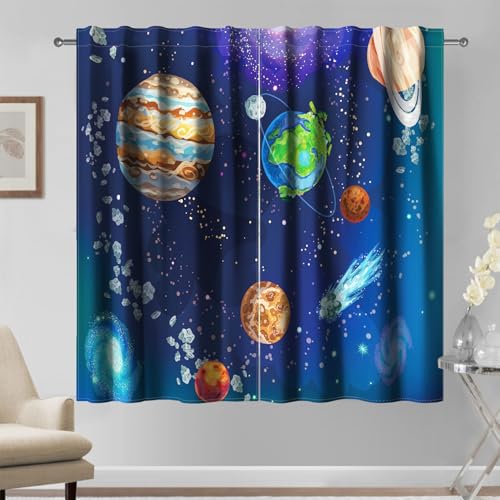 Kzzfqxb 117×138cm Planeten Vorhangset aus 2 Paneelen, Erdplaneten Sonnensystem Asteroiden Orbit Meteoriten Malerei Fenster Vorhänge für Jungen Kinder, Schlafzimmer Wohnzimmer Dekor Drapes Kzzfqxb 117×138cm Planeten Vorhangset aus 2 Paneelen, Erdplaneten Sonnensystem Asteroiden Orbit Meteoriten Malerei Fenster Vorhänge für Jungen Kinder, Schlafzimmer Wohnzimmer Dekor Drapes von Kzzfqxb