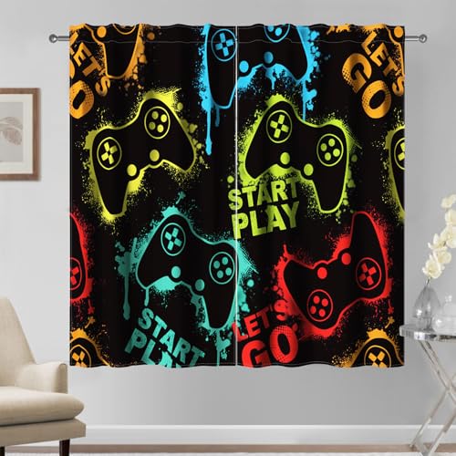 Kzzfqxb 117×183cm Gaming Vorhänge 2 Panels, Kinder Jungen Bunte Silhouette Abstrakte Videospiel Gamepad Druck Fenstervorhänge für Teenager Jungen, Wohnzimmer Schlafzimmer Verdunkelung Gardinen Kzzfqxb 117×183cm Gaming Vorhänge 2 Panels, Kinder Jungen Bunte Silhouette Abstrakte Videospiel Gamepad Druck Fenstervorhänge für Teenager Jungen, Wohnzimmer Schlafzimmer Verdunkelung Gardinen von Kzzfqxb