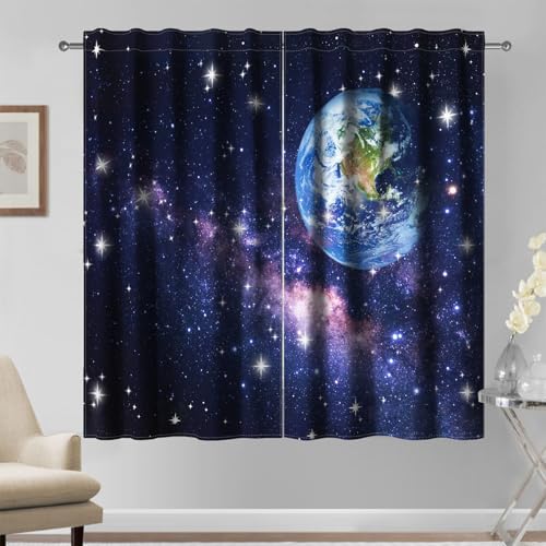 Kzzfqxb 117×183cm Sternenhimmel Gardinen Set aus 2 Paneelen, ERD Sonnensystem Asteroiden Galaxie Traumhafte Sternenhimmel Fenstergardinen für Kinder, Schlafzimmer Wohnzimmer Drape Gardinen Kzzfqxb 117×183cm Sternenhimmel Gardinen Set aus 2 Paneelen, ERD Sonnensystem Asteroiden Galaxie Traumhafte Sternenhimmel Fenstergardinen für Kinder, Schlafzimmer Wohnzimmer Drape Gardinen von Kzzfqxb