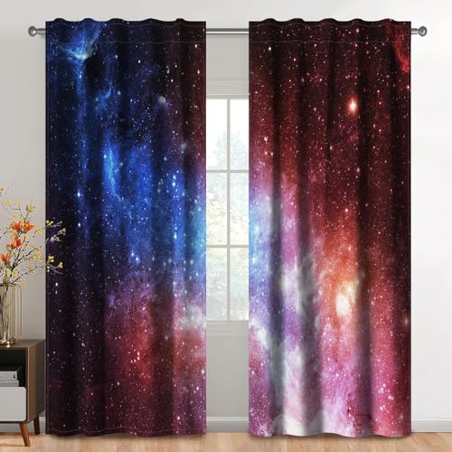 Kzzfqxb 132x214cm Vorhänge mit Stangentasche 2 Paneele, Milchstraße Blau Rot Galaxie Nebel Sternenhimmel Lichtfilterung Fenstervorhänge, Mystisch Universum Dekor für Schlafzimmer und Wohnzimmer Kzzfqxb 132x214cm Vorhänge mit Stangentasche 2 Paneele, Milchstraße Blau Rot Galaxie Nebel Sternenhimmel Lichtfilterung Fenstervorhänge, Mystisch Universum Dekor für Schlafzimmer und Wohnzimmer von Kzzfqxb