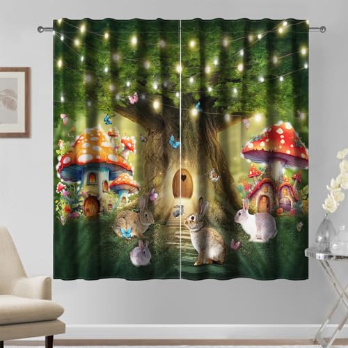 Kzzfqxb 140x229cm Vorhänge 2 Paneele, Märchenwelt Licht Geschmückten Riesigen Baum Roten Pilz Haus für Kaninchen Stangentasche, Fantasie Dekor für Wohnzimmer Kinderzimmer Kzzfqxb 140x229cm Vorhänge 2 Paneele, Märchenwelt Licht Geschmückten Riesigen Baum Roten Pilz Haus für Kaninchen Stangentasche, Fantasie Dekor für Wohnzimmer Kinderzimmer von Kzzfqxb