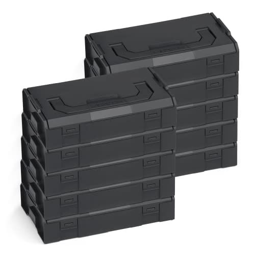 Bosch Sortimo L-Boxx Mini Kompakt-Sortierbox in schwarz opak 10 Stück | L-BOXX ready & stapelbar Mini-Werkzeugkoffer von L-BOXX