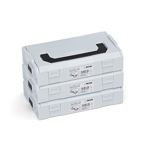 L-BOXX Mini Werkzeugkoffer 3er Set – Lichtgrau Deckel opak | Kompakte Sortierboxen für Kleinteile | Stapelbar, lebensmittelecht | Für Sortimo & Bosch L-BOXX System geeignet von L-BOXX