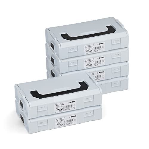 L-BOXX Mini Werkzeugkoffer 6er Set – Lichtgrau Deckel Opak | Kompakte Sortierboxen für Kleinteile | Stapelbar, lebensmittelecht | Für Sortimo & Bosch L-BOXX System geeignet von L-BOXX