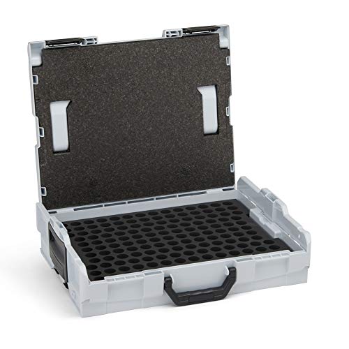 Sortierboxen für Kleinteile | L-BOXX 102 (grau) mit Insetboxenset für Brennerdüsen | Profi Werkzeugkoffer leer inkl. Sortimentskasten Einsätze von L-BOXX