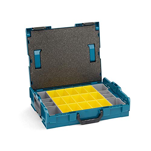 Sortimentskasten Kunststoff klappbar | L BOX 102 grün inkl. Insetboxenset B3 + Deckenpolster | Sortierbox Schrauben | Idealer Werkzeugkoffer leer von L-BOXX