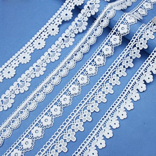6 verschiedene Stickerei-Spitzenborten mit Blumenmuster, weißer Lolita-Stil, Spitzenrand (Stil 1) von L'EEREYDAS