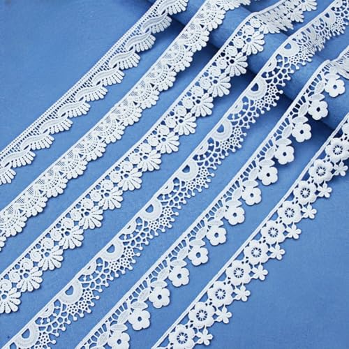 6 verschiedene Stickerei-Spitzenborten mit Blumenmuster, weißer Lolita-Stil, Spitzenrand (Stil 2) von L'EEREYDAS