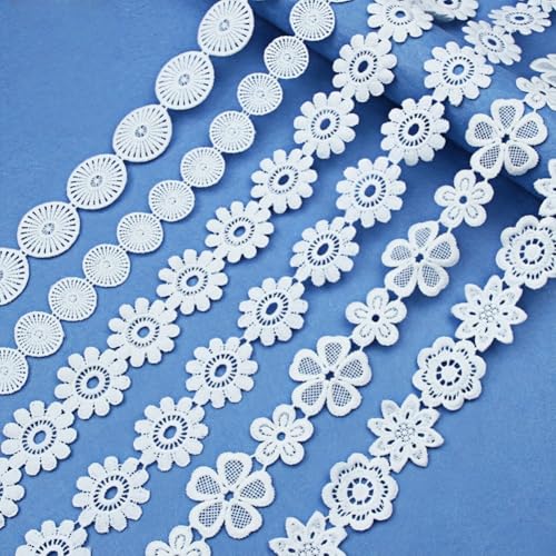 6 verschiedene Stickerei-Spitzenborten mit Blumenmuster, weißer Lolita-Stil, Spitzenrand (Stil 3) von L'EEREYDAS