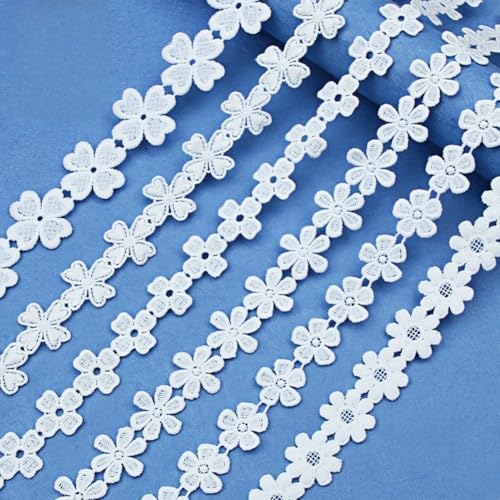 6 verschiedene Stickerei-Spitzenborten mit Blumenmuster, weißer Lolita-Stil, Spitzenrand (Stil 4) von L'EEREYDAS