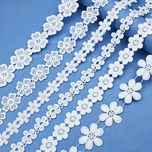 6 verschiedene Stickerei-Spitzenborten mit Blumenmuster, weißer Lolita-Stil, Spitzenrand (Stil 5) von L'EEREYDAS