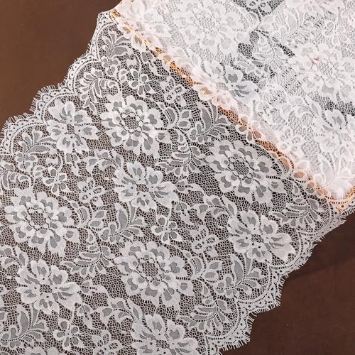 Bestickter Spitzenstoff mit französischem Wimpernrand, Spitzenband, Material zum Nähen von Kleidern, Heimdekorationen, 34 cm ~ 45 cm breit (Muster 2, 45 cm) von L'EEREYDAS
