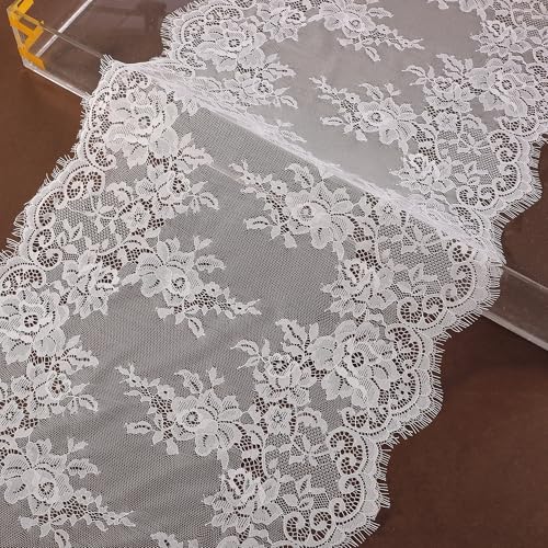 Bestickter Spitzenstoff mit französischem Wimpernrand, Spitzenband, Material zum Nähen von Kleidern, Heimdekorationen, 35,8 cm ~ 45,9 cm breit (Muster 3, 38,1 cm) von L'EEREYDAS