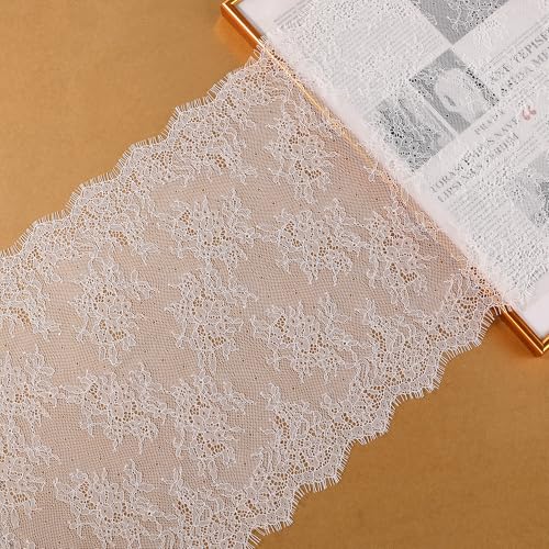 Bestickter Spitzenstoff mit französischem Wimpernrand, Spitzenband, Material zum Nähen von Kleidern, Heimdekorationen, 35 cm ~ 45 cm breit (Muster 1, 35,1 cm) von L'EEREYDAS