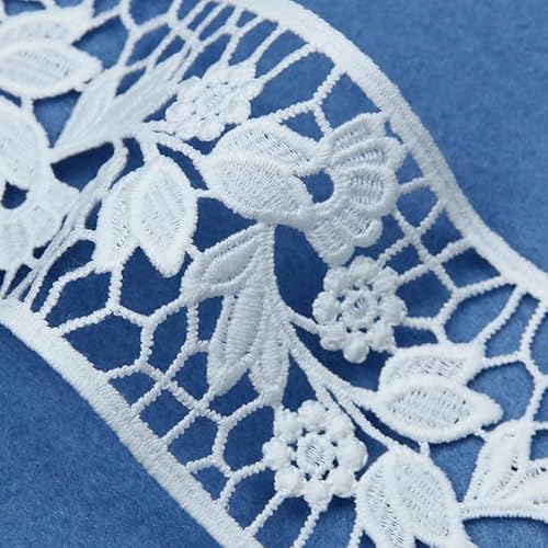 Weiße Spitzenborte zum Nähen, 6,3 cm breites Vintage-Blumenmuster-Band, ausgehöhlter Spitzenrand, Stoff für Bastelarbeiten, Heimdekoration, insgesamt 9,1 m Weiße Spitzenborte zum Nähen, 6,3 cm breites Vintage-Blumenmuster-Band, ausgehöhlter Spitzenrand, Stoff für Bastelarbeiten, Heimdekoration, insgesamt 9,1 m von L'EEREYDAS