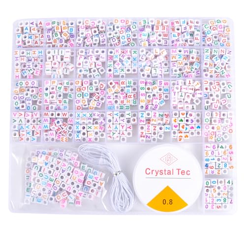 L'EclatDina Buchstabenperlen-Set, 1300 Stück, runde Zahlen- und Herzperlen, 5 m elastische Schnur für Schmuckherstellung, ideal für selbstgemachte Freundschaftsarmbänder L'EclatDina Buchstabenperlen-Set, 1300 Stück, runde Zahlen- und Herzperlen, 5 m elastische Schnur für Schmuckherstellung, ideal für selbstgemachte Freundschaftsarmbänder von L'EclatDina