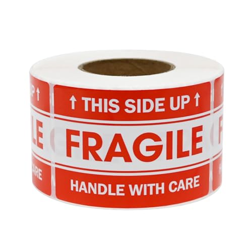 L LIKED 2"x 3" Fragile Stickers for Shipping and Moving, 500 Labels Per Roll Strong Adhesive (Handle with Care,This Side Up) von L LIKED