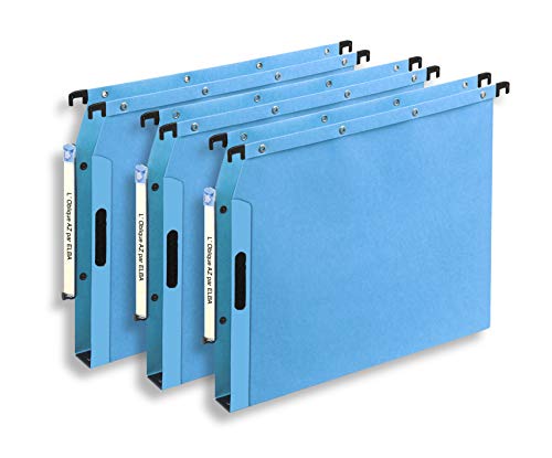 L'Oblique Dossiers Händus V Pour Armoire, 30 mm Kraftpapier, A4, Rückseite 30 mm, Blau von Elba