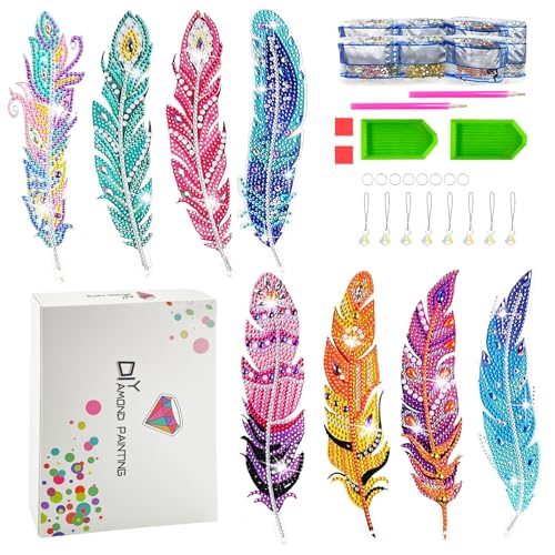 8 Stück Diamond Painting Lesezeichen Set,Diamond Painting Kinder für Mädchen ab 6 7 8 9 10 11 12 Jahre 5D DIY Kun sthandwerk Geschenk von L&W Luck