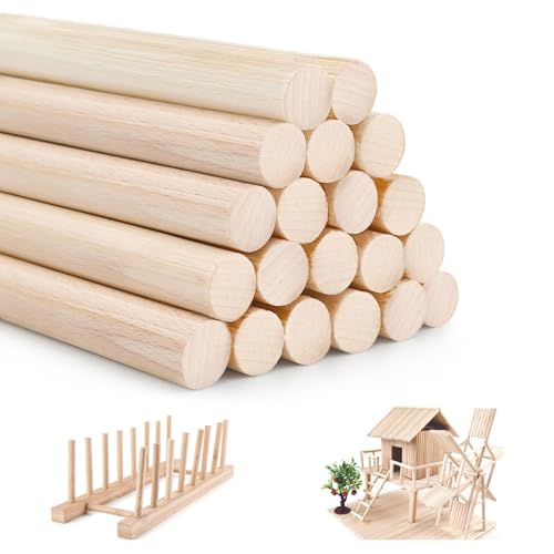 L&W Luck 20 Stück Holzstäbchen,Ø 8mm Länge 30 cm, Holzstäbe Rund Natur Zum Arts Craft Basteln Dekoration und Holzarbeiten,DIY (Stil 1) von L&W Luck