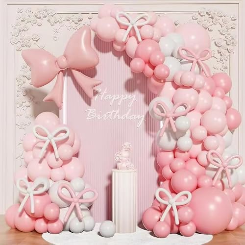 152 Stück pastellrosa und weiße Luftballons Bogen, rosa Ballongirlande, Bogen-Set, Partyballon-Dekoration, für neutrale Boho-Geburtstagsparty, Babyparty, Brauthochzeit von L0famy
