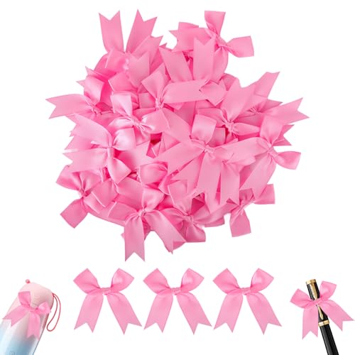 L0famy 50 Stück rosa Geschenkpapier-Schleifen, 8,4 cm elegante Schleife, vorgebundene rosa Schleife, Schleife für Geschenkverpackungen, für DIY, Nähen, Basteln, Geschenkverpackung, Hochzeit von L0famy